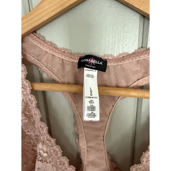 Cosabella Bralette L Large Stretch Lace Racerback Rose Pink Pull-On - Picture 2 of 4
